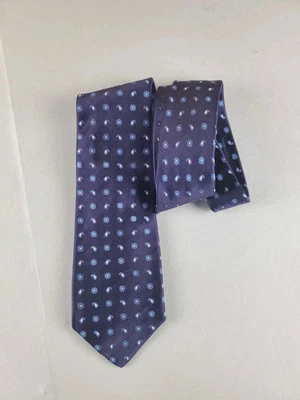 Kiton Ties 男式 58 3.5 紫色菊花丝绸设计师意大利领带  — 第 1/4 张图片