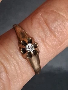Antique 14kt+ Dainty 1/4 Carat Old Mine Victorian Edwardian Promise Ring Womans  - Picture 1 of 20