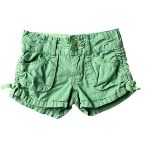 4 Faded Glory Spring Green Cargo Elastic Cinched Bow Side Detail Summer Shorts - Picture 1 of 3