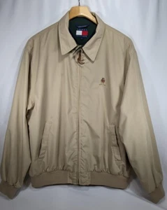 VINTAGE Tommy Hilfiger Fleece Lined Harrington Jacket Adult Large Beige Bomber - Picture 1 of 20