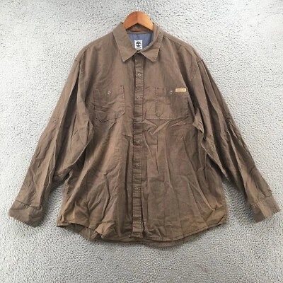 Camisa de vestir Timberland con botones para hombre XL marrón algodón cuello mangas largas Foto 1 de 4