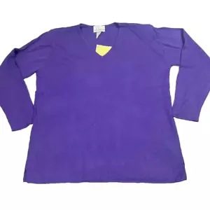 Susan Graver Style Sweater Womens XL Purple Top Long Sleeve Padded V-Neck New - Picture 1 of 8