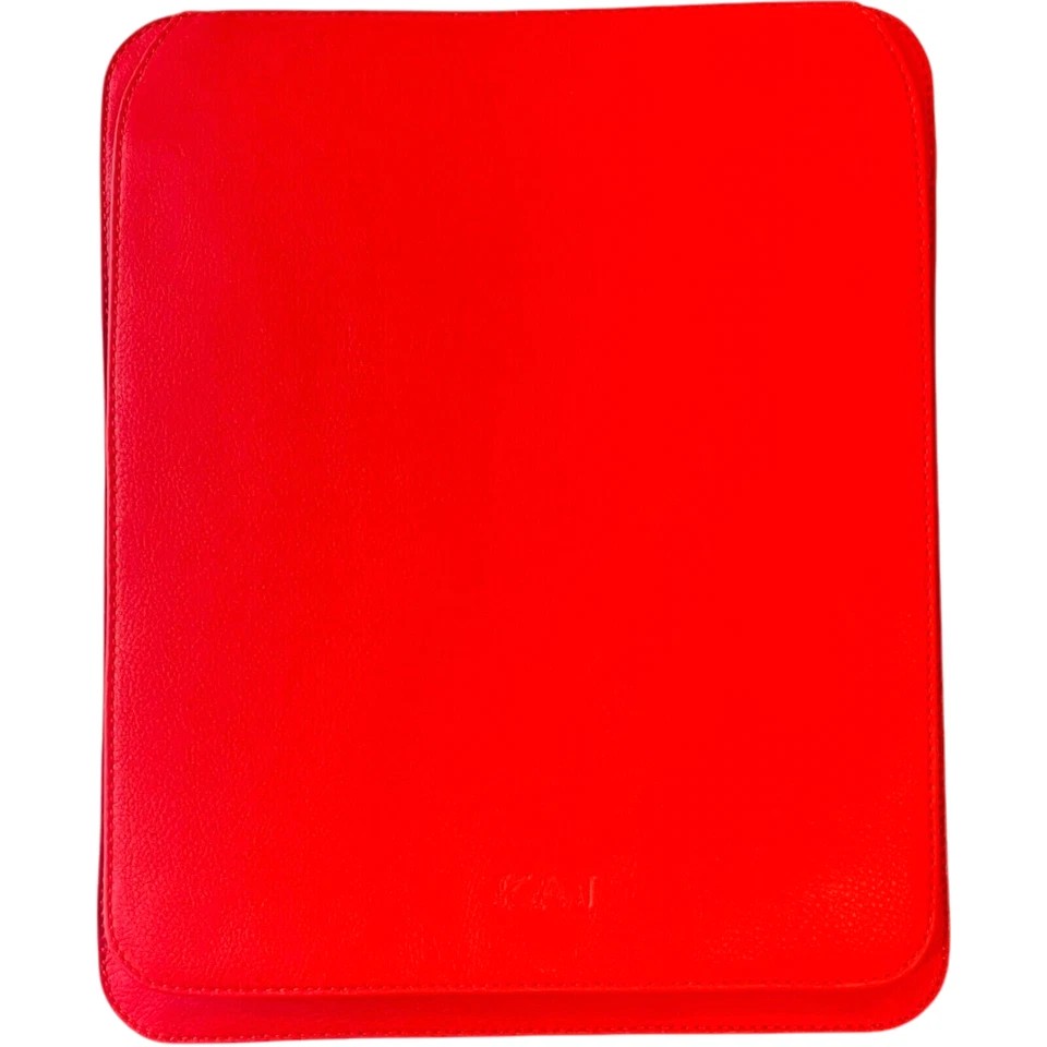 Levenger Red Tablet Soft Carrier 12.5"x10" Leather Sleeve Monogram KAJ - Image 1 of 4