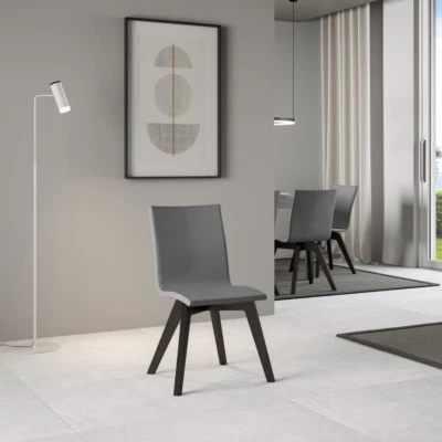 Sedia da cucina Trudy - similpelle Grigio e gambe Antracite - Immagine 1 di 2