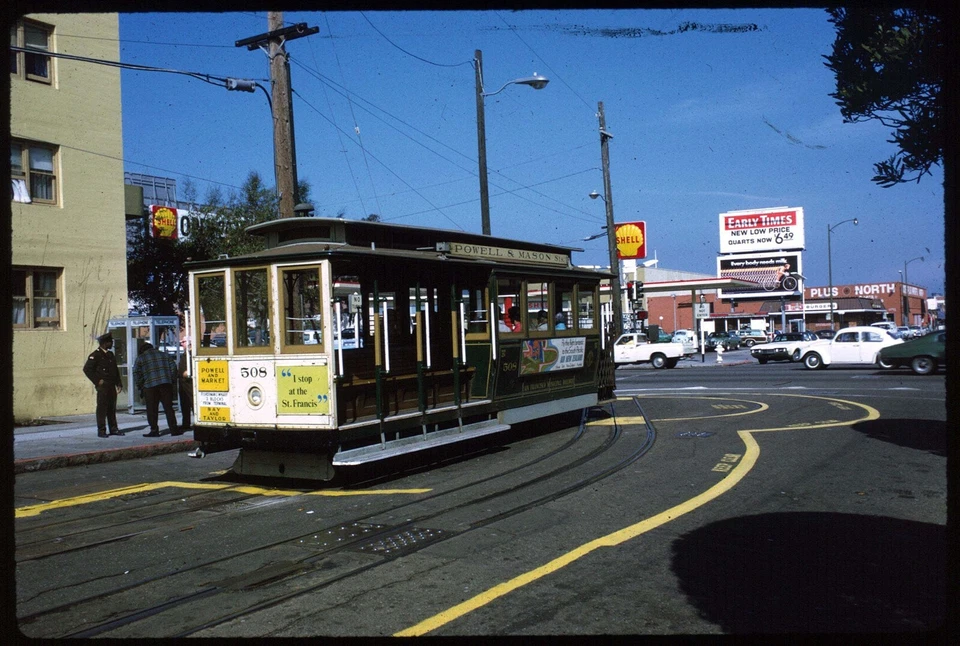 Diapositiva de riel original - San Francisco Muni Railway 508 San Francisco CA 3-15-1971 Foto 1 de 1