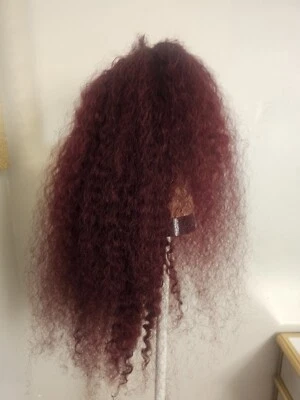 High Quality regular Top Reddish 24" curly wavy 100% Virgin Human Hair Lace Wig  - Image 1 of 4