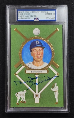 DUKE SNIDER Signed Perez Steele Postcard-HOF-LOS ANGELES DODGERS-PSA 10 Auto - Image 1 of 4