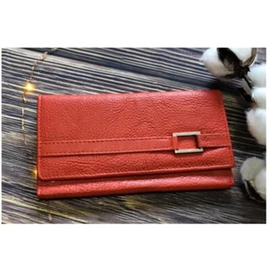 High Quality 100% Handmade Stylish Soft Leather Women Red Long Bifold Wallet - Picture 1 of 4