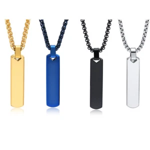 Collar Colgante Rectángulo Negro Oro Plata Azul Acero Inoxidable 316 Grabable - Imagen 1 de 16