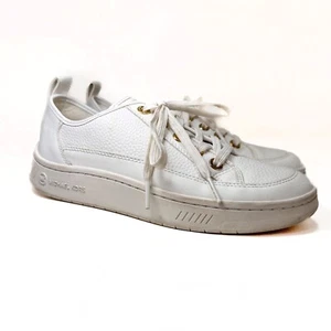 Michael Kors Leather Sneakers Gold Detail White Low Top Shoes - Picture 1 of 8