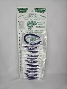 GUSANOS DE PLÁSTICO APAREJADOS EN GANCHO KELLY'S® STRIPER™ 12 PERFUMADOS EN PÚRPURA/BLANCO HECHOS EN EE. UU.! - Imagen 1 de 6