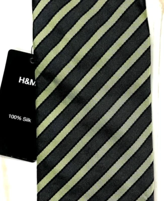 New H&M Men's 100% Silk Neck Tie Gray Green MSRP $30 NWT A3602 - Image 1 of 4
