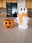 Mccoy Pottery Ghost avec écharpe et citrouille chic Jack Halloween Tea Light USA 
