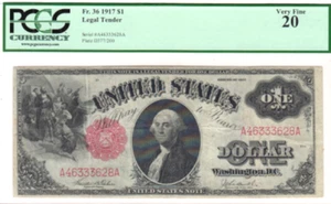 US Legal Tender note =$1 series 1917-small Red Seal - Picture 1 of 4