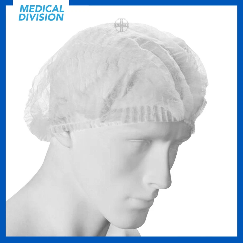 100 Cuffie monouso in TNT per capelli con elastico bianche - cuffia cuffiette