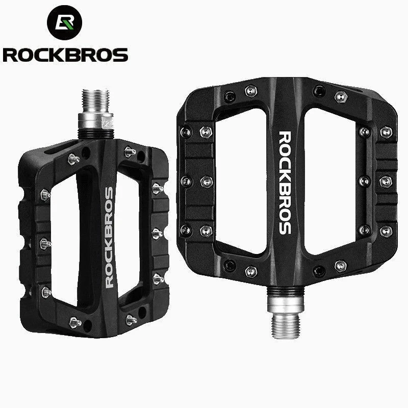 ROCKBROS Bicicleta Nylon Pedales BMX Montaña Carretera Bicicleta Pedales Planos 9/16"" Negro Foto 1 de 4