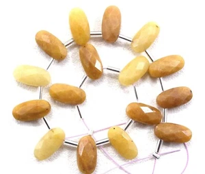 TOP Quality Natural Yellow Aventurine Gemstone 16 Pieces Faceted Oval 6x12 MM - Picture 1 of 5