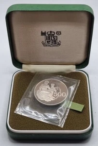 CYPRUS SILVER PROOF 500 MILS COIN 1975 HERCULES IN BOX TOP - Picture 1 of 2