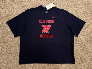 NWT Nike Ole Miss Rebels T-shirt Short Loose Boxy - Blue - Women's Medium (9497) - Picture 1 of 9