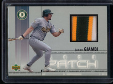 2001 UPPER DECK JASON GIAMBI GAME WORN LOGO PATCH RELIC OAKLAND ATHLETICS
