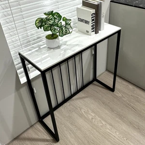 Modern Sintered Stone Console Foyer Tables for Entryway Living Room White &Black - Picture 1 of 17