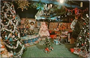 Putney, Vermont Postcard "SANTA'S LAND USA" Christmas Tree Shop Interior c1960s - Picture 1 of 2
