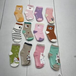 Youth Girls 12 Pack Animal Pattern Multicolored Socks Size 5-7