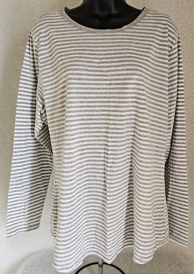 Hanes женская рубашка блузка размер 2XL XXL 2 X большой серый белый в полоску - Изображение 1 из 4