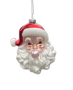 Kurt Adler 5.25 Inch Glass Santa Head with Bubble Gum Ornament Hand Decorated T2 - Picture 1 of 5