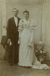 Frankreich Tourcoing Paar Portrait Hochzeit alter Schrank Karte Foto Huisman 1900 #2 - Bild 1 von 3