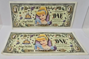 Disney Dollars 2005 50th Anniversary Set 2 $1 Scheine Disneyland Cinderella - Bild 1 von 6