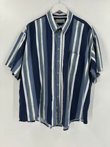 Camisa con botones Natural Issue para hombre 2X azul blanco a rayas verticales manga corta - Imagen 1 de 18
