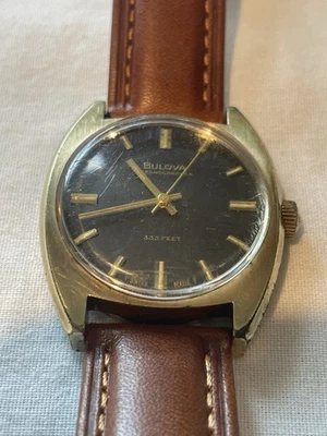 1969 BULOVA OCEANOGRAPHER 333 Vintage Men’s Gold Plated Manual Wind Watch Runs - Image 1 of 4