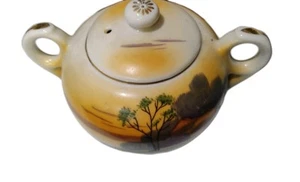 VTG TT TAKITO HANDPAINTED Sugar Bowl with Lid Occupied Japan 5 1'2” Wide 4" Tall - Picture 1 of 6