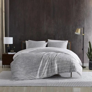 Kenneth Cole New York Reversible King Gray Duvet Cover Set - Picture 1 of 5
