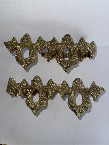 Vtg Set Of Brass Curtain Tie Back Wall Mount Drapes Holder Leaf/Grape 9”W - Picture 1 of 9