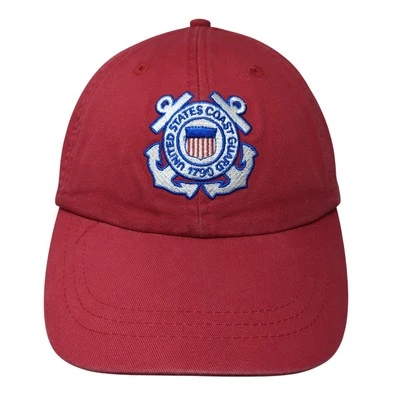Sombrero deslizable rojo de la Guardia Costera de los Estados Unidos talla única correa de cuero Foto 1 de 4