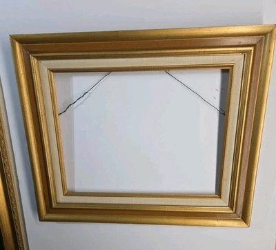 古董镀金相框 11 英寸 x 14 英寸相框米色衬里无玻璃 — 第 1/4 张图片