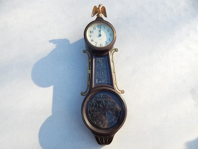 RARE 1924 ANSONIA AMERICAN NO. 1  WIND UP BANJO CLOCK W/ ETCHED GLASS - WORKS!! - Image 1 of 4