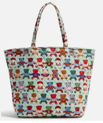 Vera Bradley: ESSENTIAL GRAND TOTE TOSTADO PELUCHES Osos Azul Bolso de Viaje Cartera Foto 1 de 3