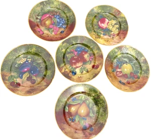 6er Set Rochard Limoges Speiseteller Obst Design Frankreich 10" A. J. HERITAGE - Bild 1 von 10