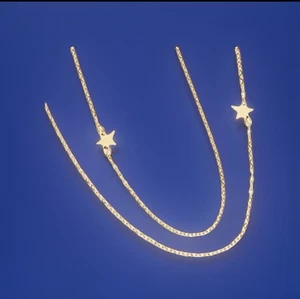 Jennifer Zeuner Gold Plated Double Stars Strand Layered Necklace 16.5"-18.5" NEW - Picture 1 of 9