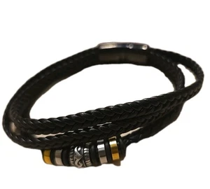 Pulsera Hombre 3 Capas Negro Oro Plata Dice "Love You Forever" 8.5." - Imagen 1 de 6