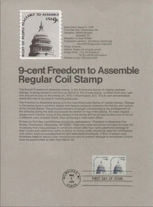 FDC stamp # 1616  9 cent Freedom to Assemble March 5, 1976 USPS Souvenir Page - Picture 1 of 1