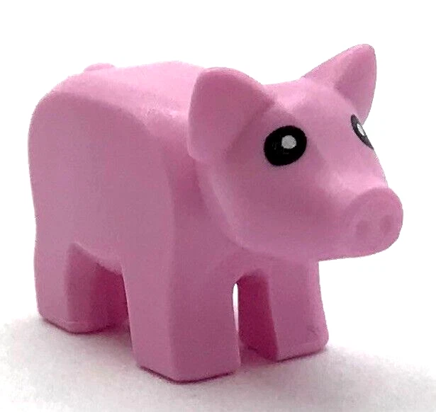 Lego New Bright Pink Pig Black Eyes Farm Animal  Piglet Piece - Image 1 of 1
