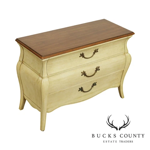 Heritage Vintage French Style Painted Bombe Commode Chest Cover