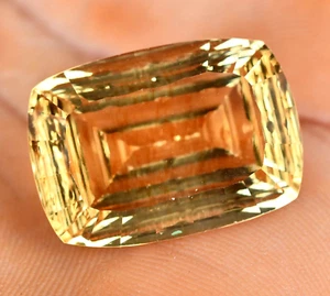 Unheated Natural Rich Yellow Citrine 34.30CT Certified Flawless Cushion Gemstone - Picture 1 of 6