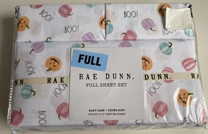 Rae Dunn Pumpkin Pastel Jack O Lantern BOO Halloween Full Size Sheet Set NEW - Picture 1 of 14