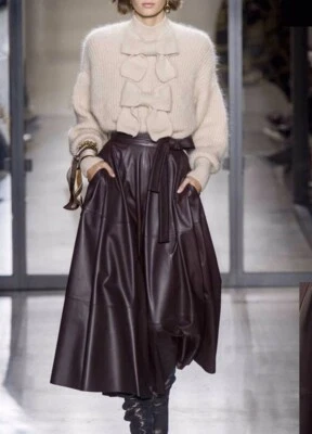 Custom Made To Order Faux Leather Office A-line Flared Skirt Plus 1x-10x Y829 - Image 1 of 4