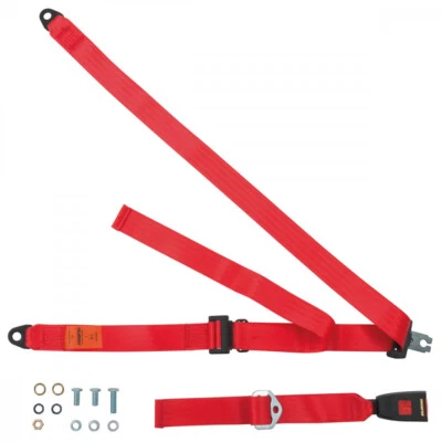 Rear Static Seat Belt For Honda Prelude Coupe 1982-1987 Red - Image 1 of 4